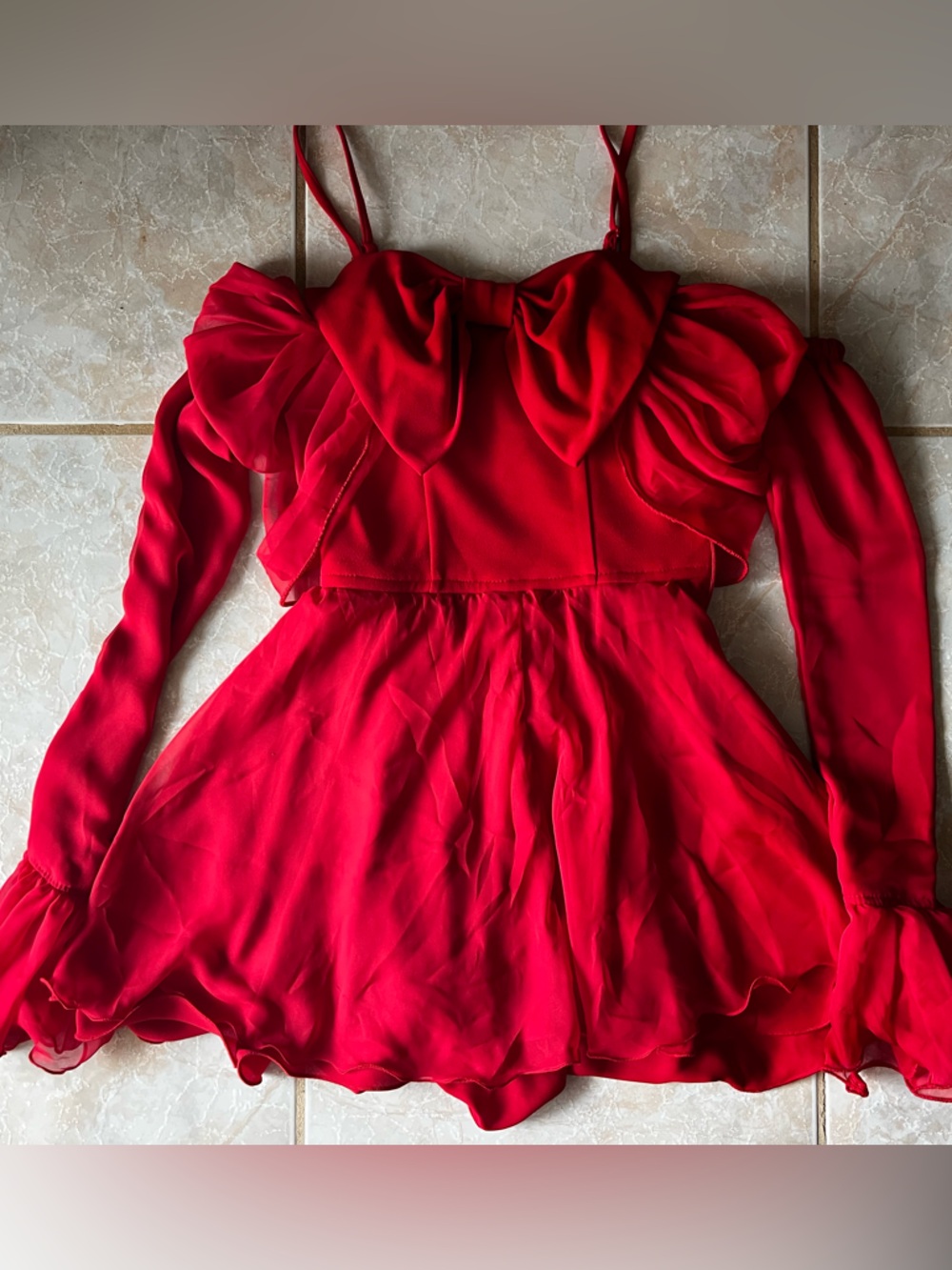 House of CB Red Ruffle Mini Dress